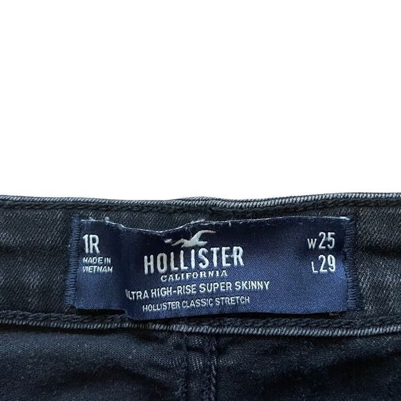 Abercrombie & Fitch Ultra High-Rise Super Skinny Black Stretch Skinny Jeans sz 1 - Picture 4 of 8